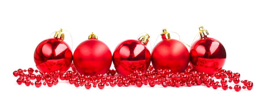 Christmas red balls isolated on a white background