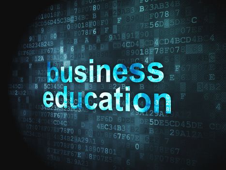 Education concept: pixelated words Business Education on digital background, 3d render