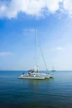 Catamaran on the water