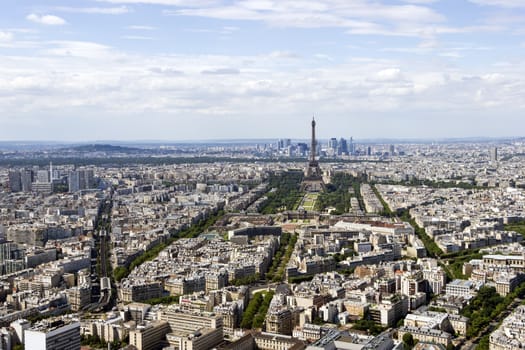 Aerial view of Paris, France from Montparnasse