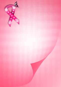 illustration of Breast cancer prevention background with pink ribbon