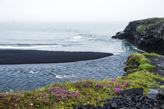 Black volcanic sand on the south coast of Iceland