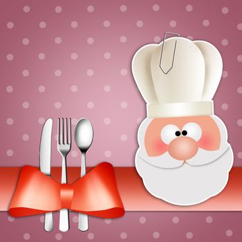 Santa Claus with chef's hat for dinner