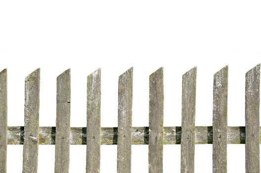 old wooden fence on the white background