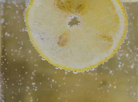 piece of lemon in the water