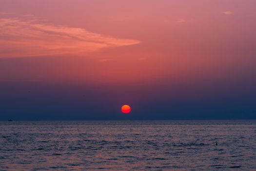 Sunset over sea, nature composition.