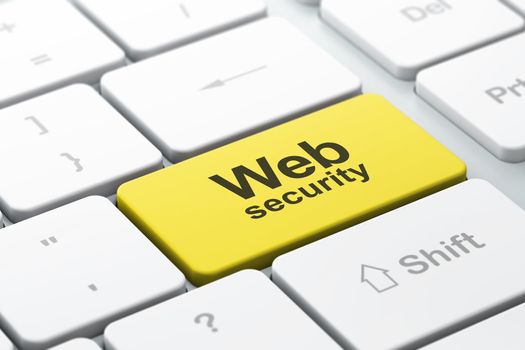 Web development SEO concept: computer keyboard with word Web Security, selected focus on enter button, 3d render