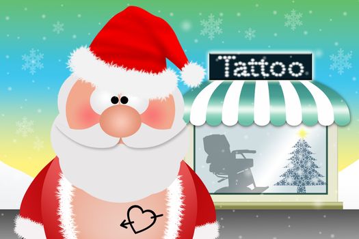 Santa Claus with tattoo for Christmas