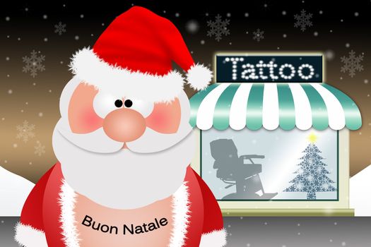 Santa Claus with tattoo for Christmas