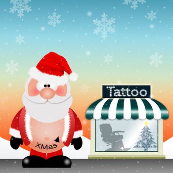 Santa Claus with tattoo for Christmas