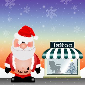 Santa Claus with tattoo for Christmas