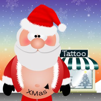 Santa Claus with tattoo for Christmas