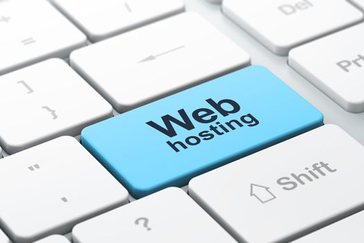 SEO web design concept: computer keyboard with word Web Hosting, selected focus on enter button, 3d render