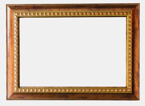 Vintage Picture Frame, Wood Plated, White Background