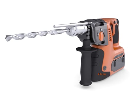 Rotary hammer. Isolated render on a white background