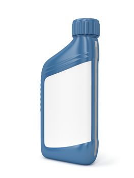 Motor oil bottle with blank label on white background