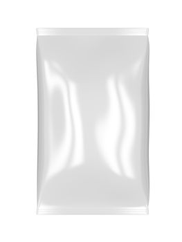 White foil bag isolated on white background
