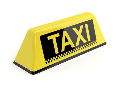 Taxi sign on white background