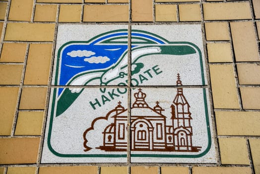 Sign art on floor in Hakodate Japan2