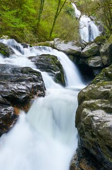 The fall of the River Toxa in Silleda, Pontevedra, Spain