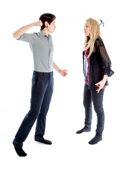 Cute Lesbian couple 30 years old shot in studio isolated on a white background