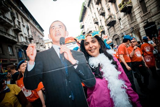 MILAN, ITALY - JUNE 29: gay pride manifestation in Milan June 29, 2013. Normal people, gay, lesbians, transgenders and bisexuals take to the street for their rights organizing a street parade party