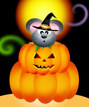 mouse in the pumpkin on Halloween