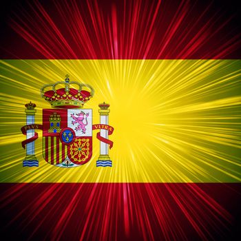Abstract background Spanish national flag with light rays