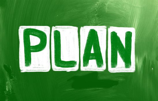 "Plan" handwritten with chalk on a chalkboard