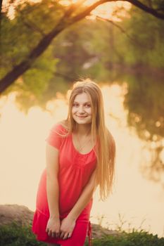 Girl Standing On Park