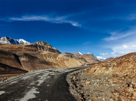 Manali-Leh road to Ladakh in Indian Himalayas near Baralacha-La pass. Himachal Pradesh, India