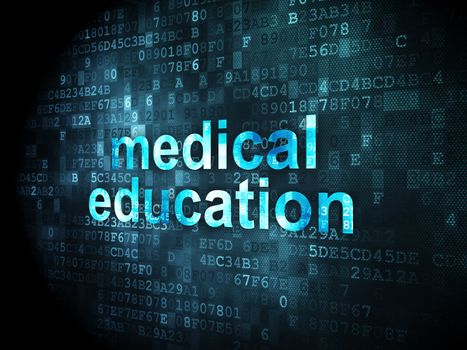 Education concept: pixelated words Medical Education on digital background, 3d render