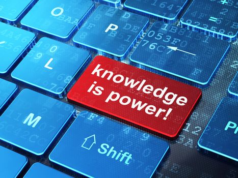 Education concept: computer keyboard with word Knowledge Is power! on enter button background, 3d render