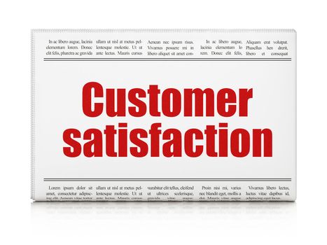 Marketing news concept: newspaper headline Customer Satisfaction on White background, 3d render
