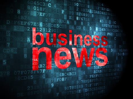 News concept: pixelated words Business News on digital background, 3d render