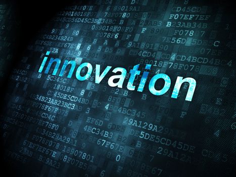 Finance concept: pixelated words Innovation on digital background, 3d render