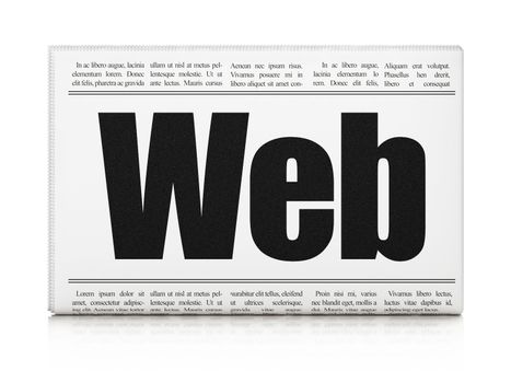 Web development news concept: newspaper headline Web on White background, 3d render