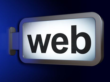 Web development concept: Web on advertising billboard background, 3d render