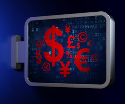 Business concept: Finance Symbol on advertising billboard background, 3d render