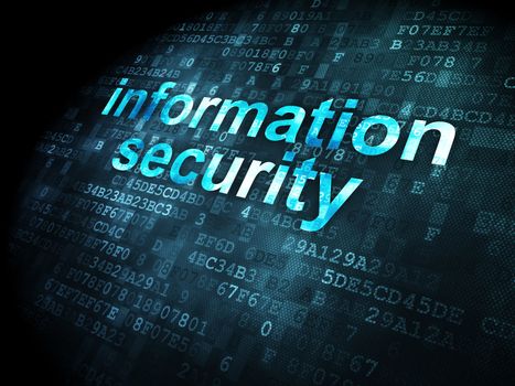 Protection concept: pixelated words Information Security on digital background, 3d render