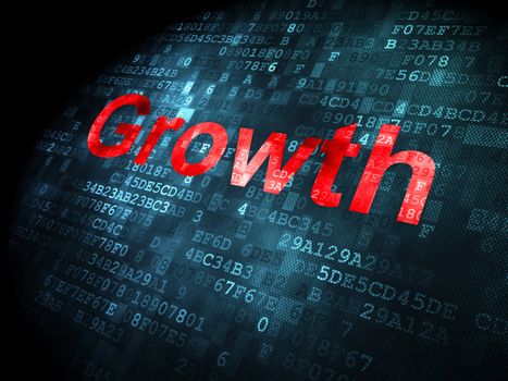 Business concept: pixelated words Growth on digital background, 3d render