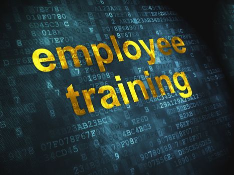 Education concept: pixelated words Employee Training on digital background, 3d render