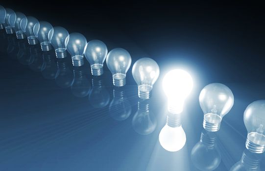 Innovation with Special Light Bulb Lit As Concept