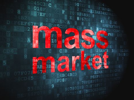 Marketing concept: pixelated words Mass Market on digital background, 3d render