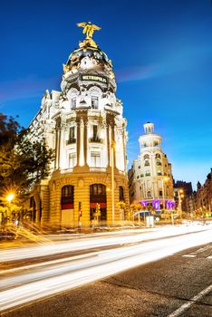 central position by night in madrid city, Spain