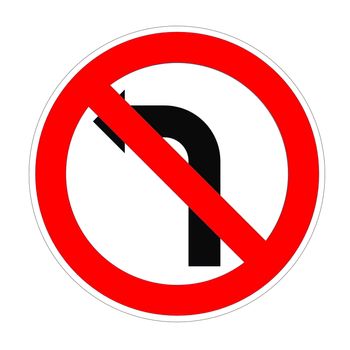 Do not turn left sign in white background