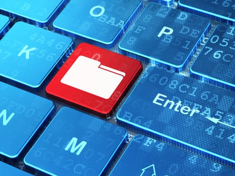 Business concept: computer keyboard with Folder icon on enter button, 3d render