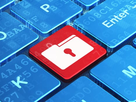 Business concept: computer keyboard with Folder icon on enter button, 3d render