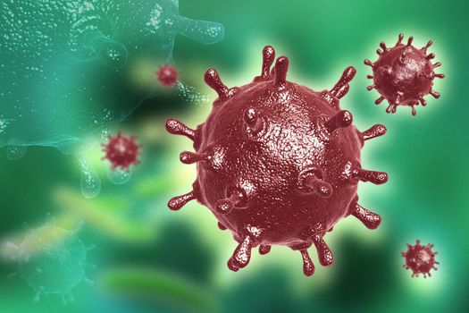 Digital illustration of sars virus in colour background