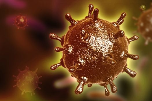 Digital illustration of sars virus in colour background
